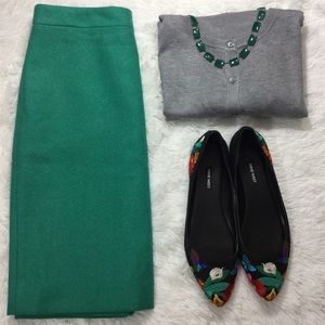 J. Crew Classic Wool Teal The Pencil Skirt